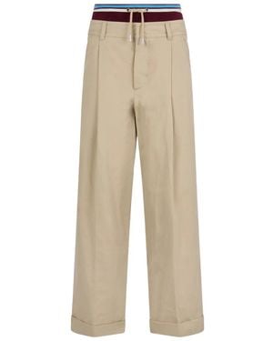 DSquared² Pleated Embroidery-logo Trousers - Natural