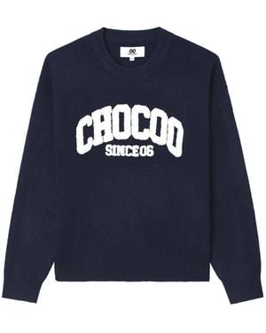 Chocoolate Logo-Appliqué Crew-Neck Sweater - Blue
