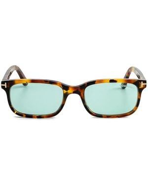 Tom Ford Tortoiseshell-Effect Rectangle-Frame Sunglasses - Green