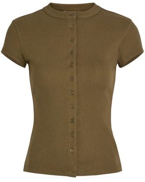 Reformation Raelynn Buttoned Ribbed Top - Green