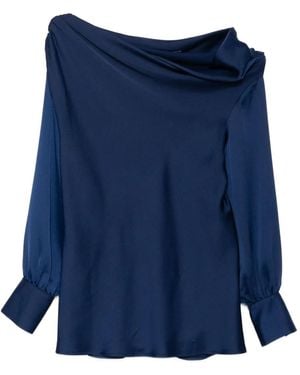 BLAKLACE Asymmetric-Neck Top - Blue