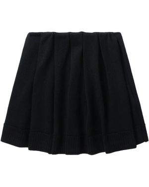 Low Classic Pleated Knitted Mini Skirt - Black