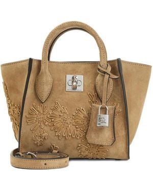 Ermanno Scervino Mini Maggie Floral-Appliqué Tote Bag - Brown