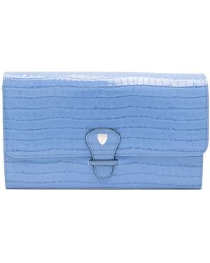 Aspinal of London Crocodile-Embossed Travel Wallet - Blue