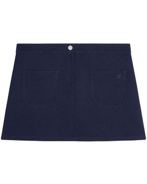Courreges 2-Pocket Twill Mini Skirt - Blue