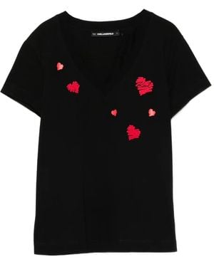 Karl Lagerfeld T-Shirt À Motif Cœur - Noir