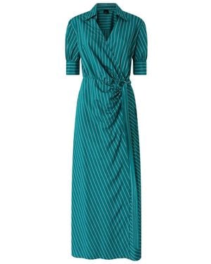 Pinko Long Wrap Dress With Striped Pattern - Green