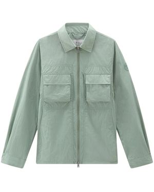 Woolrich テクスチャード シャツジャケット - グリーン