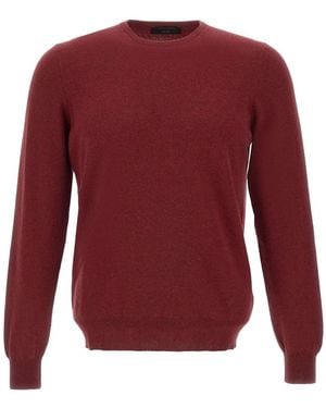 Gran Sasso Crew-Neck Ribbed-Trims Sweater - Red