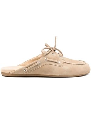 Miu Miu Mules Lacées À Bout Pointu - Blanc