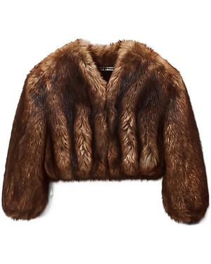 Alexander Wang Cropped Faux-Fur Jacket - Brown