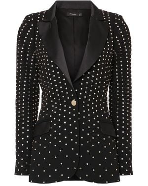 Temperley London Crystal-Embellished Padded-Shoulders Blazer - Black