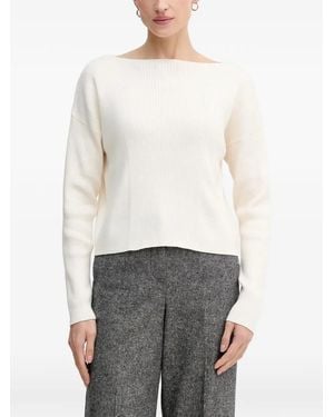 Sisley Ribbed Boat-Neck Jumper - White