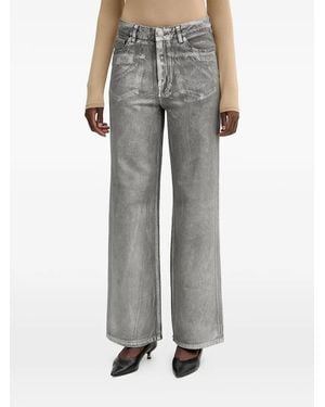 Fracomina Faded Wide-Leg Trousers - Grey