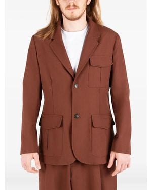 Societe Anonyme Buttoned Patch-Pocket Jacket - Brown