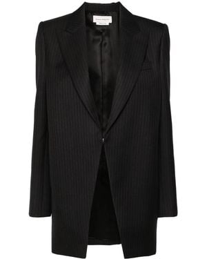McQueen Pinstripe Pattern Blazer - Black