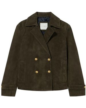 Brooks Brothers Double-Breasted Suede Jacket - Green