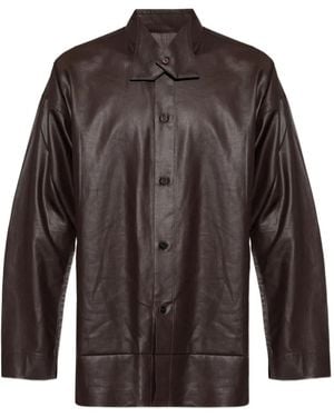 Homme Plissé Issey Miyake Long-Sleeved Buttoned Shirt - Brown