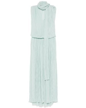 Blumarine Pleated Asymmetric Midi Dress - Blue
