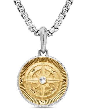 David Yurman 18Kt Maritime Compass Gelbgold- Und Sterlingsilberamulett Mit Diamanten (29,5Mm) - Mettallic