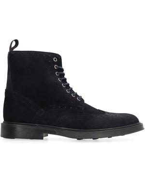 Bruno Magli Suede Brogue Ankle Boots - Black