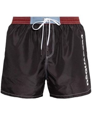 DSquared² Logo-Print Drawstring Swim Shorts - Black