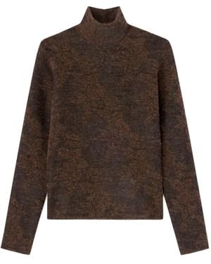 Ganni High-Neck Jumper - Brown