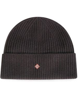 CASABLANCA Classic Ribbed-Knit Beanie - Black