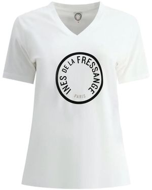 Ines De La Fressange Paris Logo-Print V-Neck T-Shirt - Grey