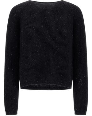 Herno Gerippter Pullover Mit Glanzoptik - Schwarz