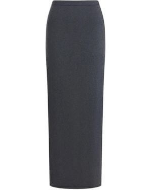 12 STOREEZ Rear-Slit Wool-Cashmere Skirt - Gray