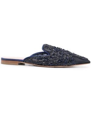Alberta Ferretti Crystal-Embellished Flat Mules - Blue