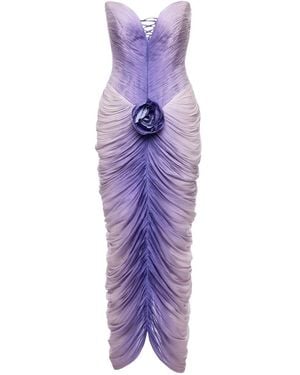 Ana Radu Abito Drappeggiato Con Decorazione Rose - Viola