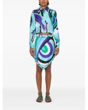 Emilio Pucci Abstract-Print Asymmetric Mini Skirt - Blue
