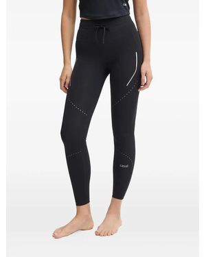 Casall Laser-Cut Drawstring-Fastening Performance Leggings - Black