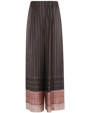 Alysi Striped Trousers - Brown