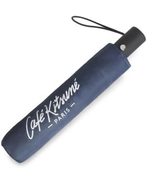Café Kitsuné Logo-Print Umbrella - Blue
