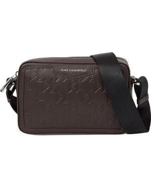 Karl Lagerfeld Loom Leather Shoulder Bag - Black