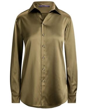 Ralph Lauren Adrien Relaxed-Fit Satin Shirt - Green