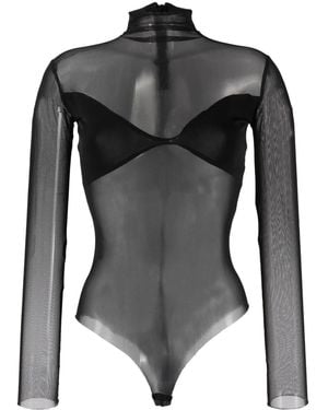 Atu Body Couture Panelled Mesh Bodysuit - Black
