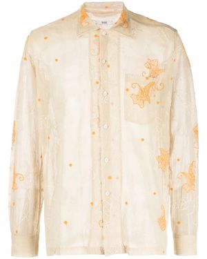 Bode Camicia Mesh Lilium A Maniche Lunghe - Neutro