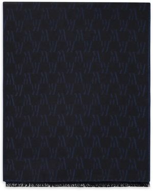 Moorer Monogram Fringed Scarf - Blue