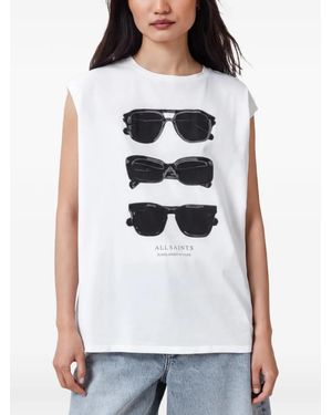 AllSaints Graphic-Print Sleeveless Top - White