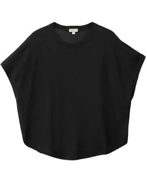 Benetton Batwing-Sleeve Curved-Hem T-Shirt - Black