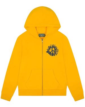 DENIM TEARS Graphic-Print Zip-Up Hoodie - Yellow