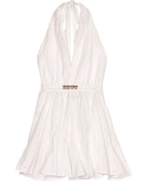 Maje Embroidered Backless Dress - White
