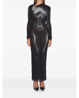 Jean Paul Gaultier Body Dust Print Asymmetric-Neck Maxi Dress - Black