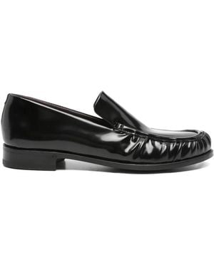 Lardini Ruched Loafers - Black