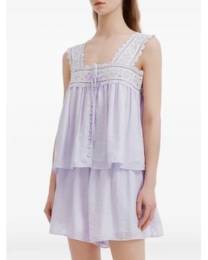B+ AB Lace-Trim Button-Up Jumpsuit - Purple