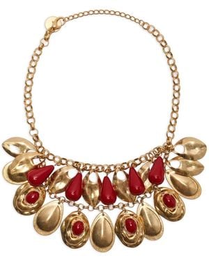 Maliparmi Resin-Embellished Drop Necklace - Metallic